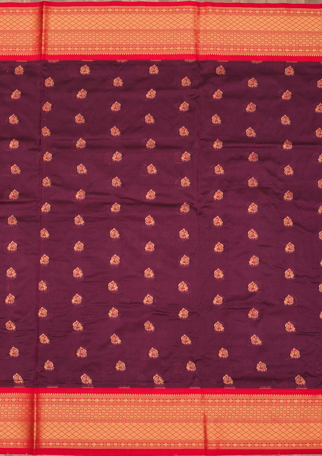 Wine Zariwork Pure Silk Saree-Koskii