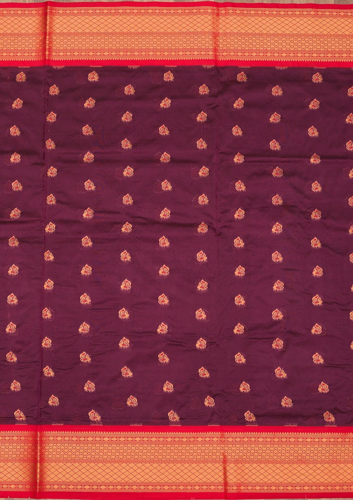 Wine Zariwork Pure Silk Saree-Koskii