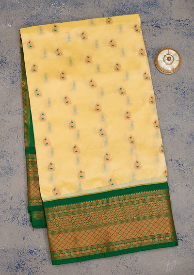 Yellow Zariwork Pure Silk Saree-Koskii