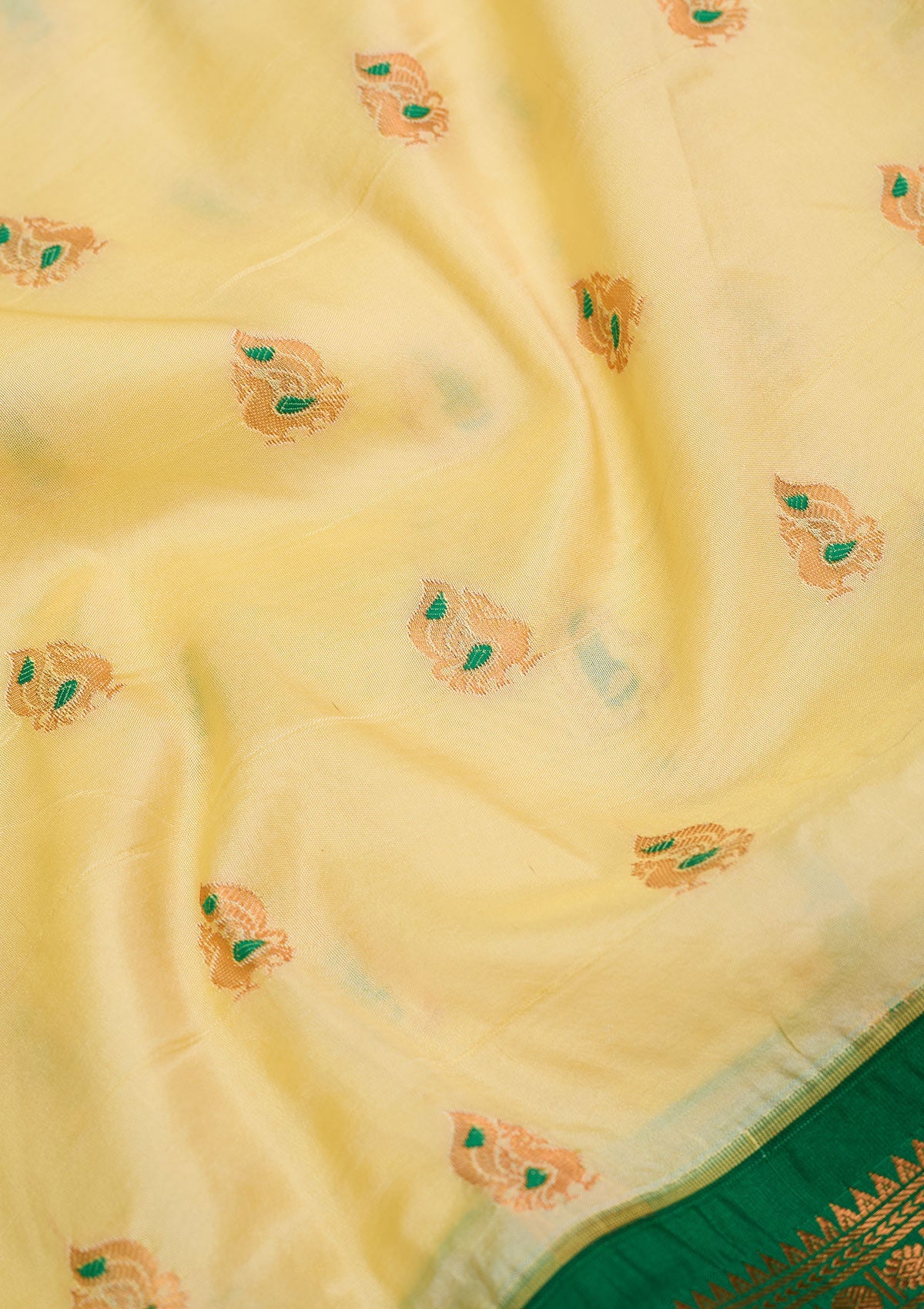 Yellow Zariwork Pure Silk Saree-Koskii