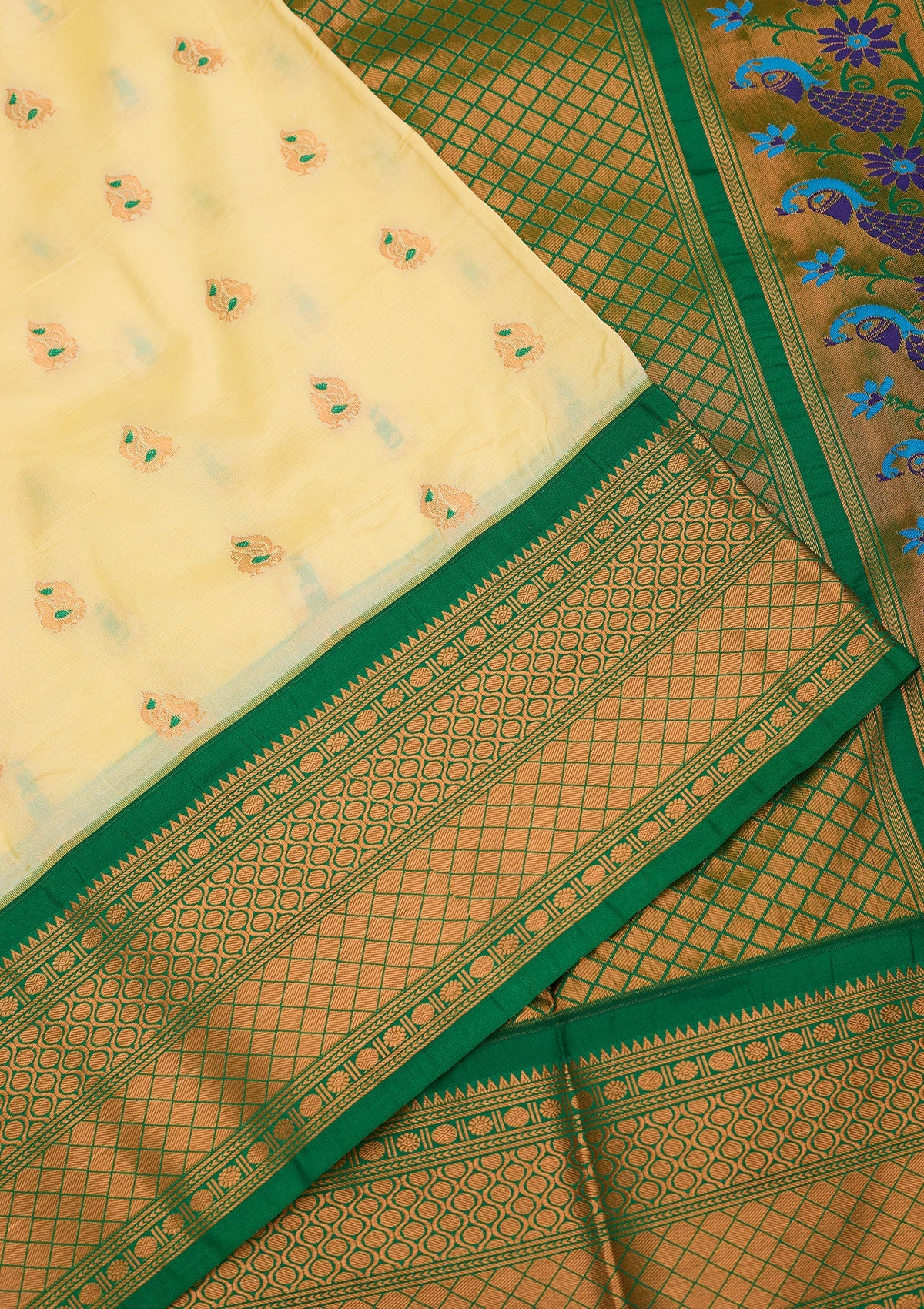 Yellow Zariwork Pure Silk Saree-Koskii