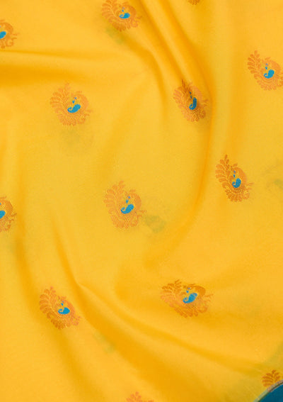 Lemon Yellow Zariwork Pure Silk Saree-Koskii