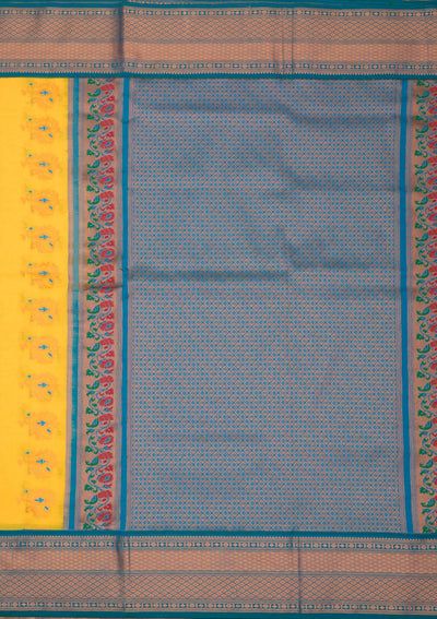 Lemon Yellow Zariwork Pure Silk Saree-Koskii