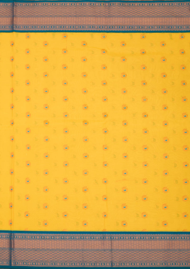 Lemon Yellow Zariwork Pure Silk Saree-Koskii