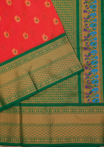 Magenta Pink Zariwork Pure Silk Saree-Koskii