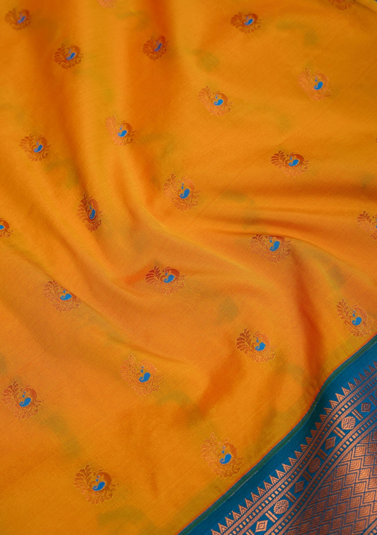 Mustard Zariwork Pure Silk Saree-Koskii