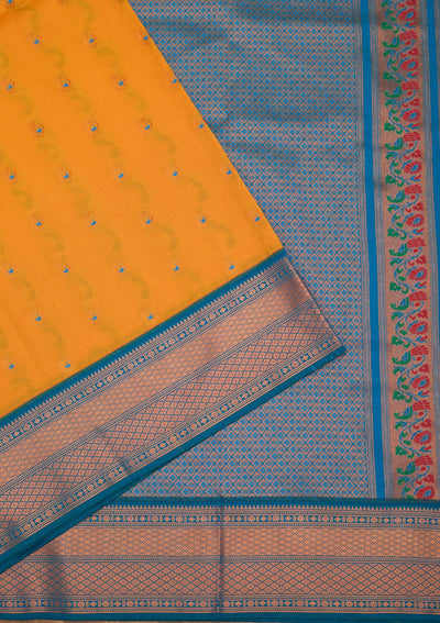 Mustard Zariwork Pure Silk Saree-Koskii