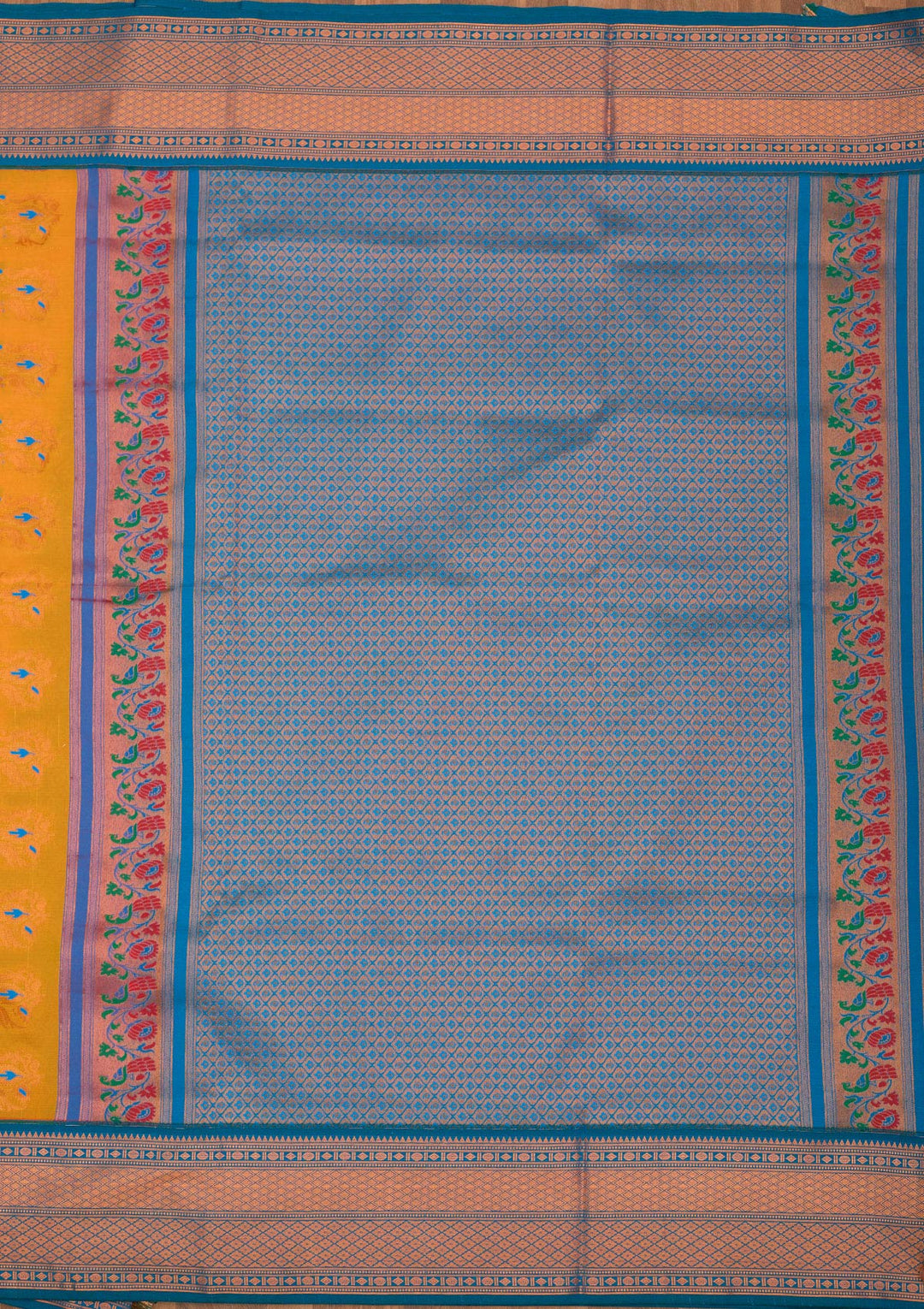 Mustard Zariwork Pure Silk Saree-Koskii
