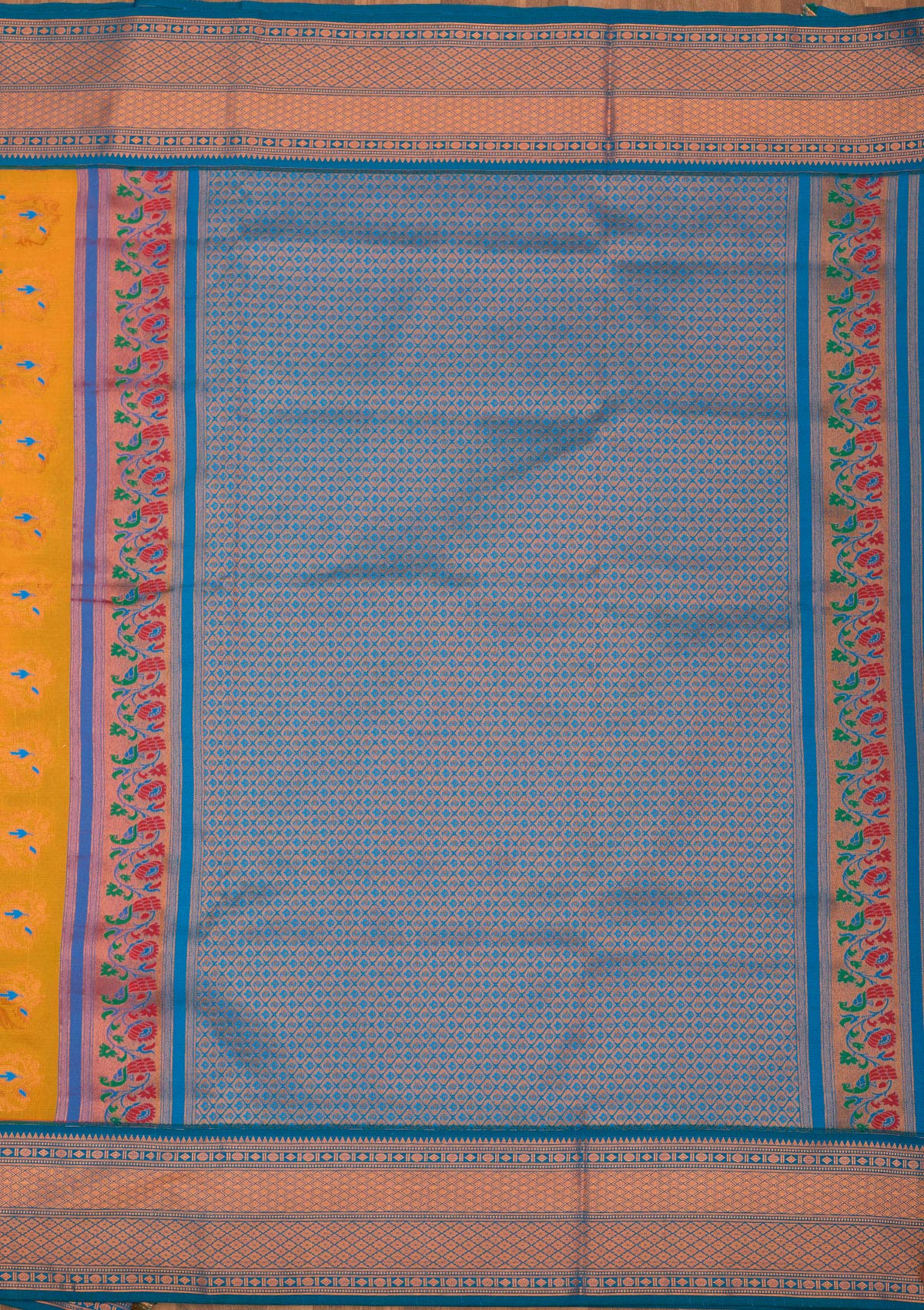 Mustard Zariwork Pure Silk Saree-Koskii