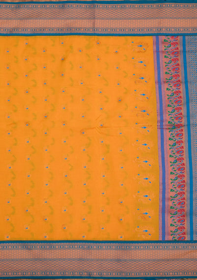 Mustard Zariwork Pure Silk Saree-Koskii