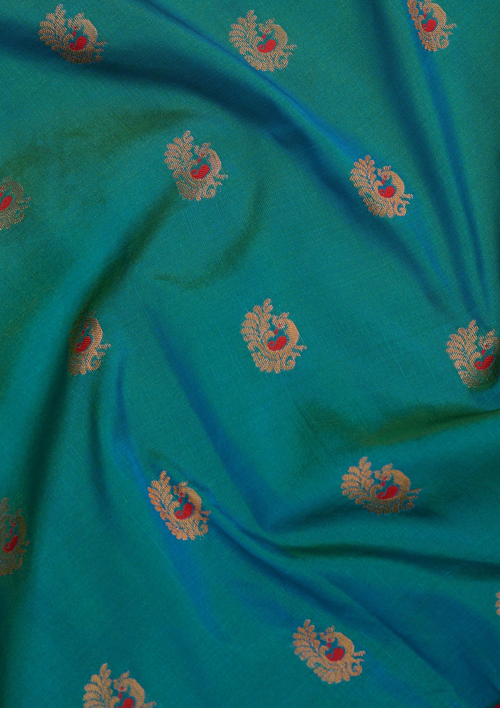 Peacock Blue Zariwork Pure Silk Saree-Koskii