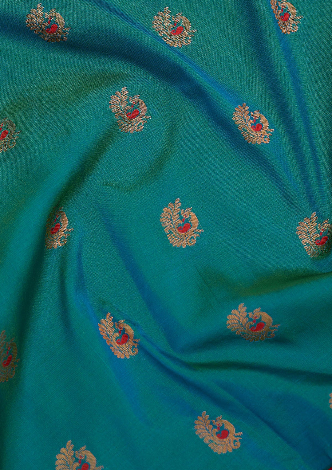 Peacock Blue Zariwork Pure Silk Saree-Koskii