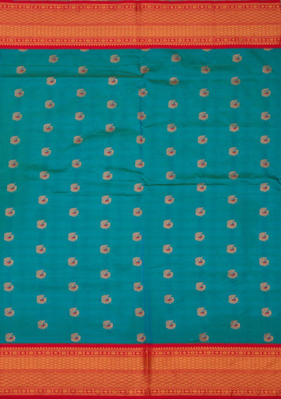 Peacock Blue Zariwork Pure Silk Saree-Koskii