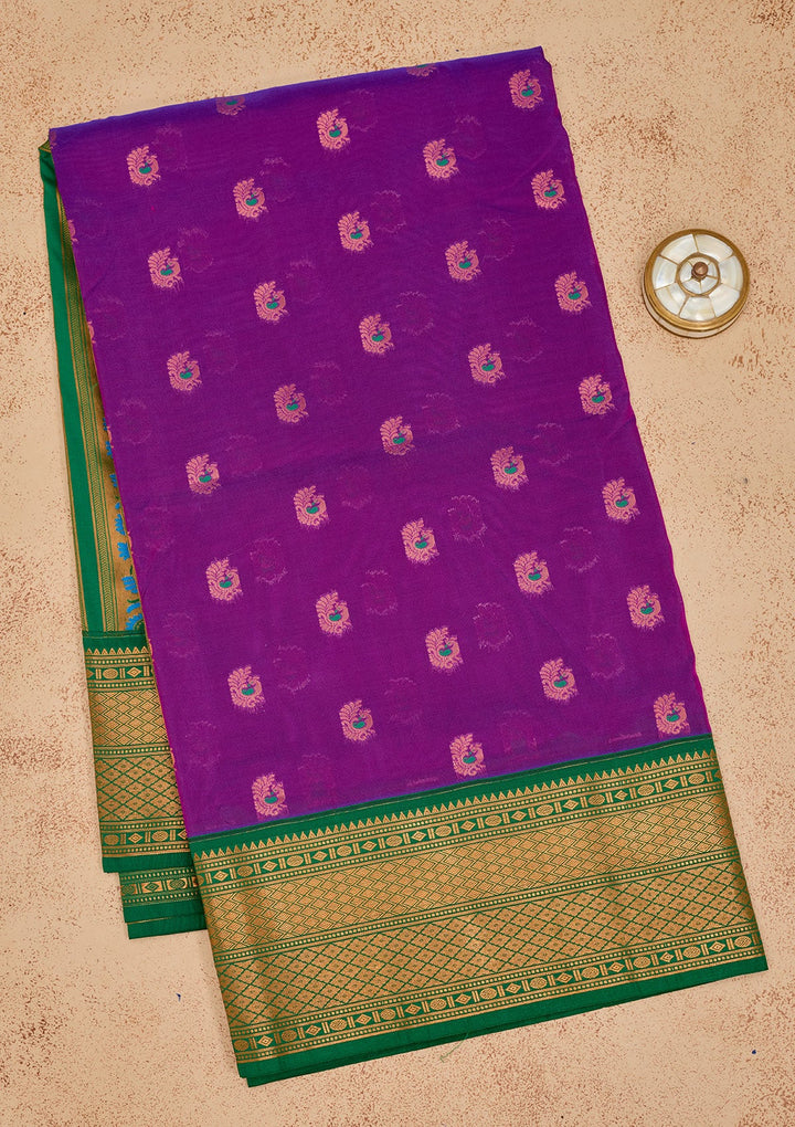 Purple Zariwork Pure Silk Saree-Koskii