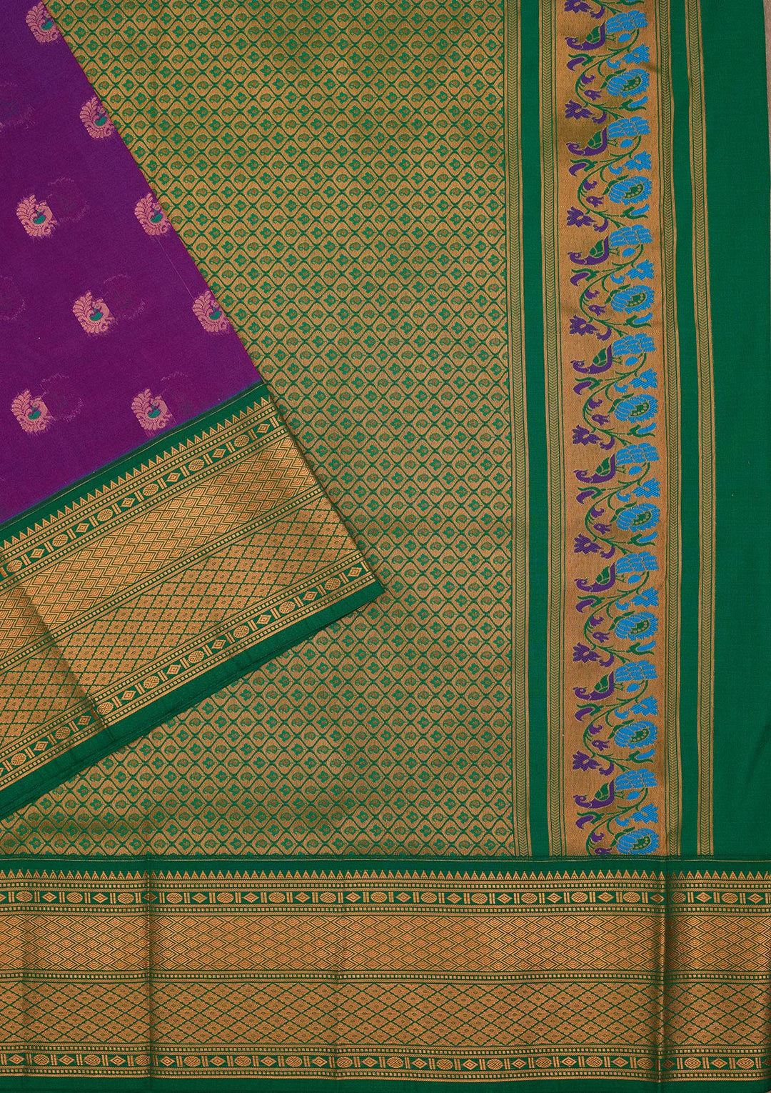 Purple Zariwork Pure Silk Saree-Koskii
