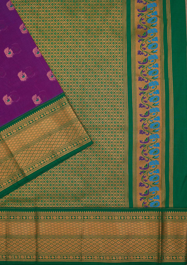 Purple Zariwork Pure Silk Saree-Koskii