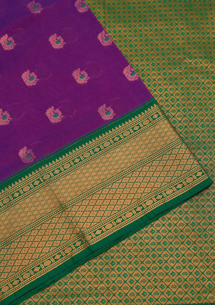 Purple Zariwork Pure Silk Saree-Koskii
