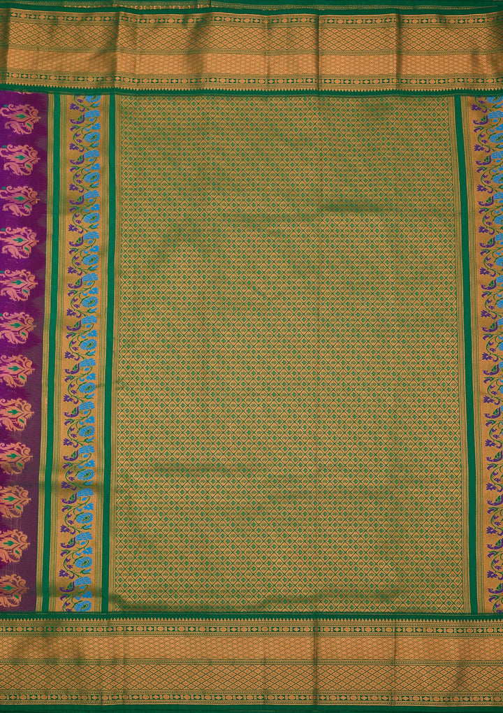 Purple Zariwork Pure Silk Saree-Koskii