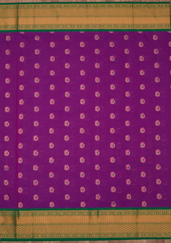 Purple Zariwork Pure Silk Saree-Koskii