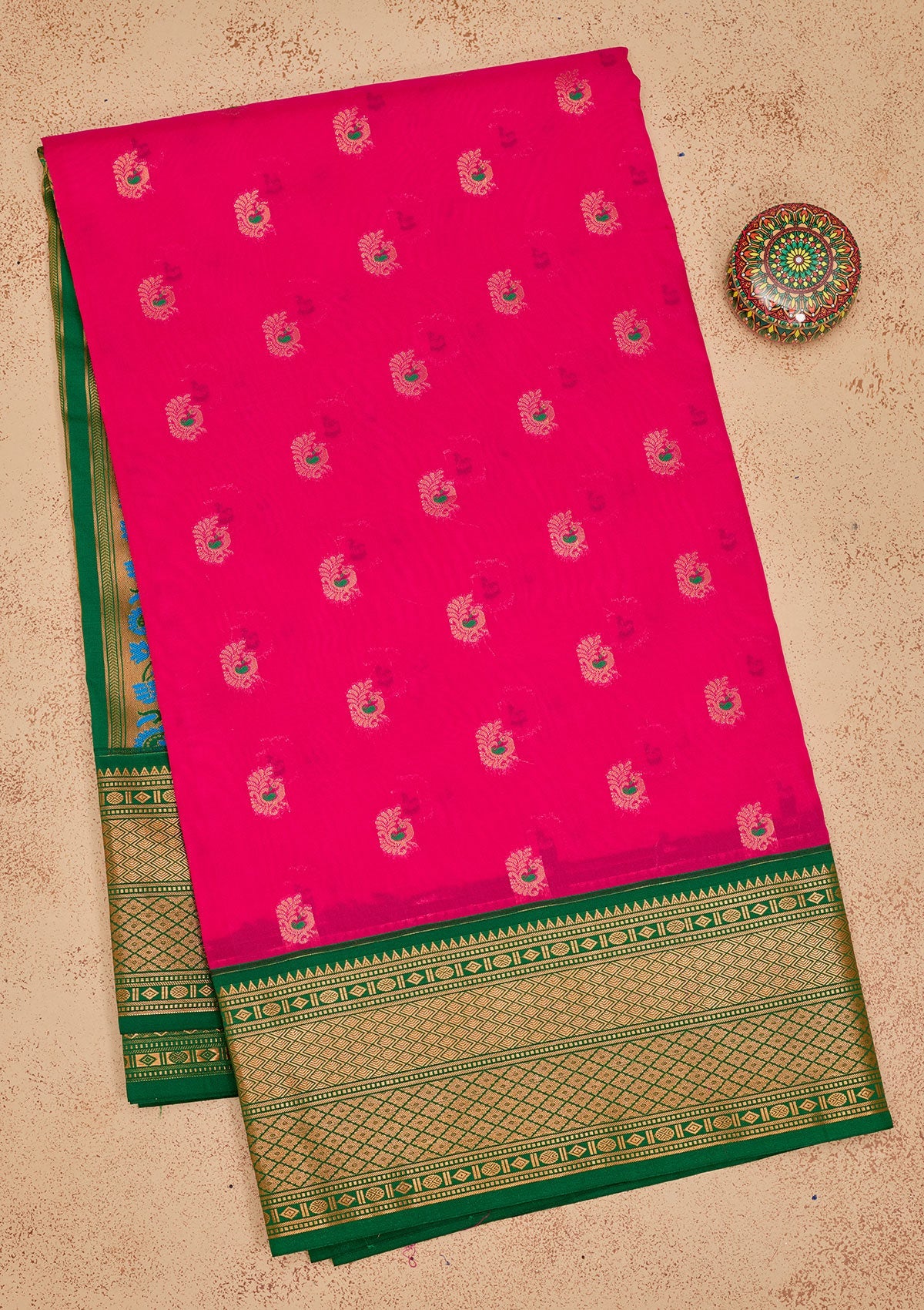 Rani Pink Zariwork Pure Silk Saree-Koskii