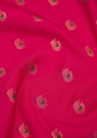 Rani Pink Zariwork Pure Silk Saree-Koskii