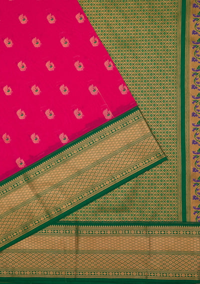 Rani Pink Zariwork Pure Silk Saree-Koskii