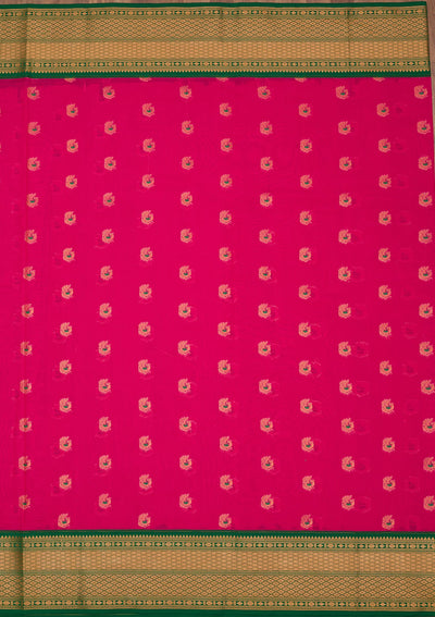 Rani Pink Zariwork Pure Silk Saree-Koskii