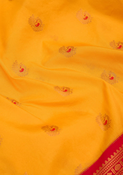 Yellow Zariwork Pure Silk Saree-Koskii