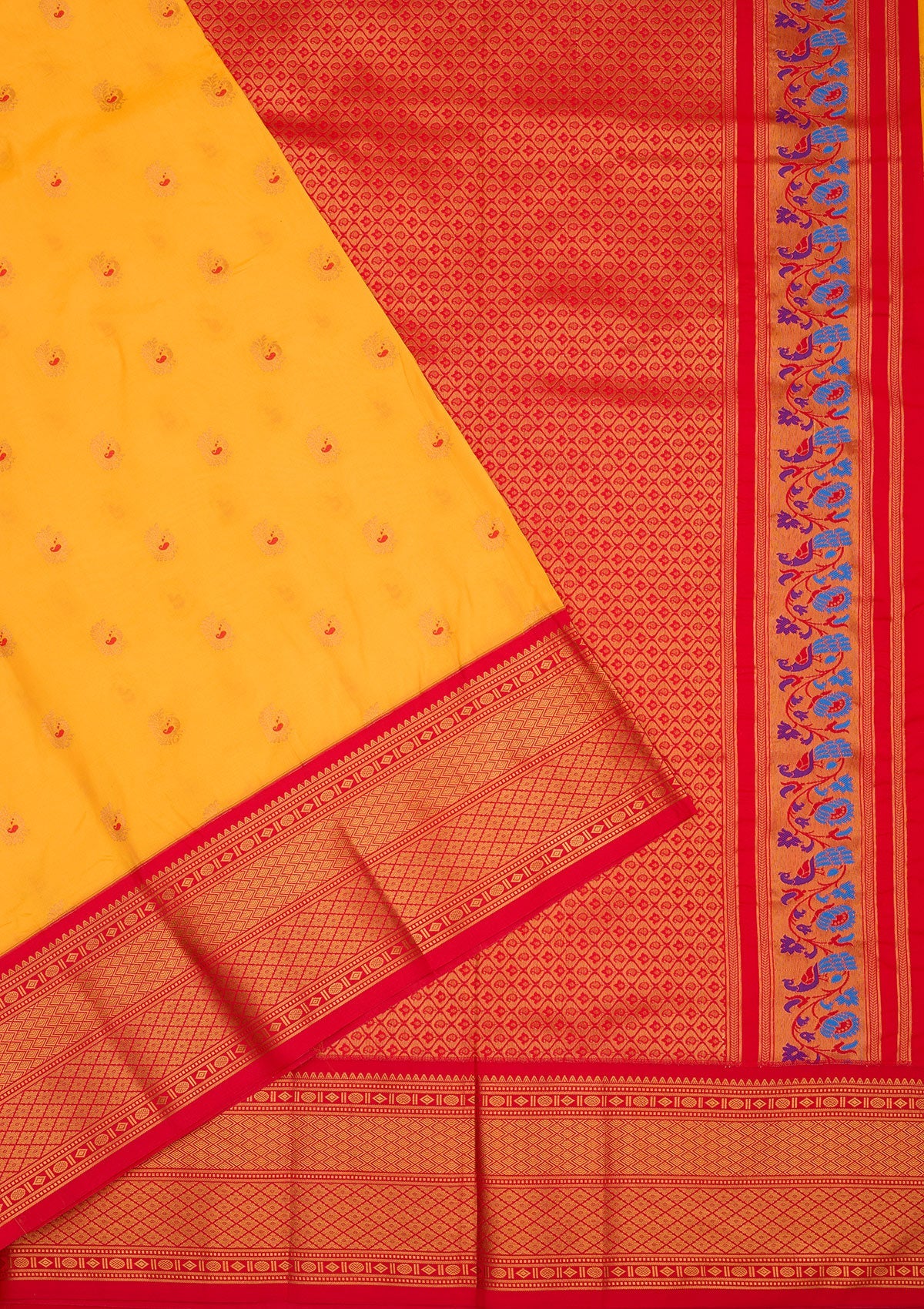 Yellow Zariwork Pure Silk Saree-Koskii