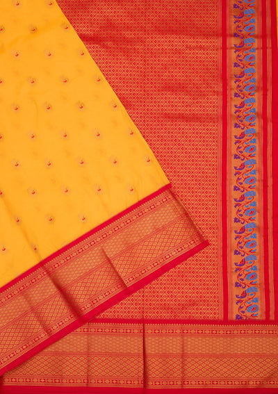 Yellow Zariwork Pure Silk Saree-Koskii