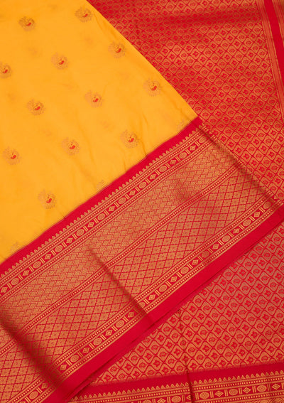 Yellow Zariwork Pure Silk Saree-Koskii