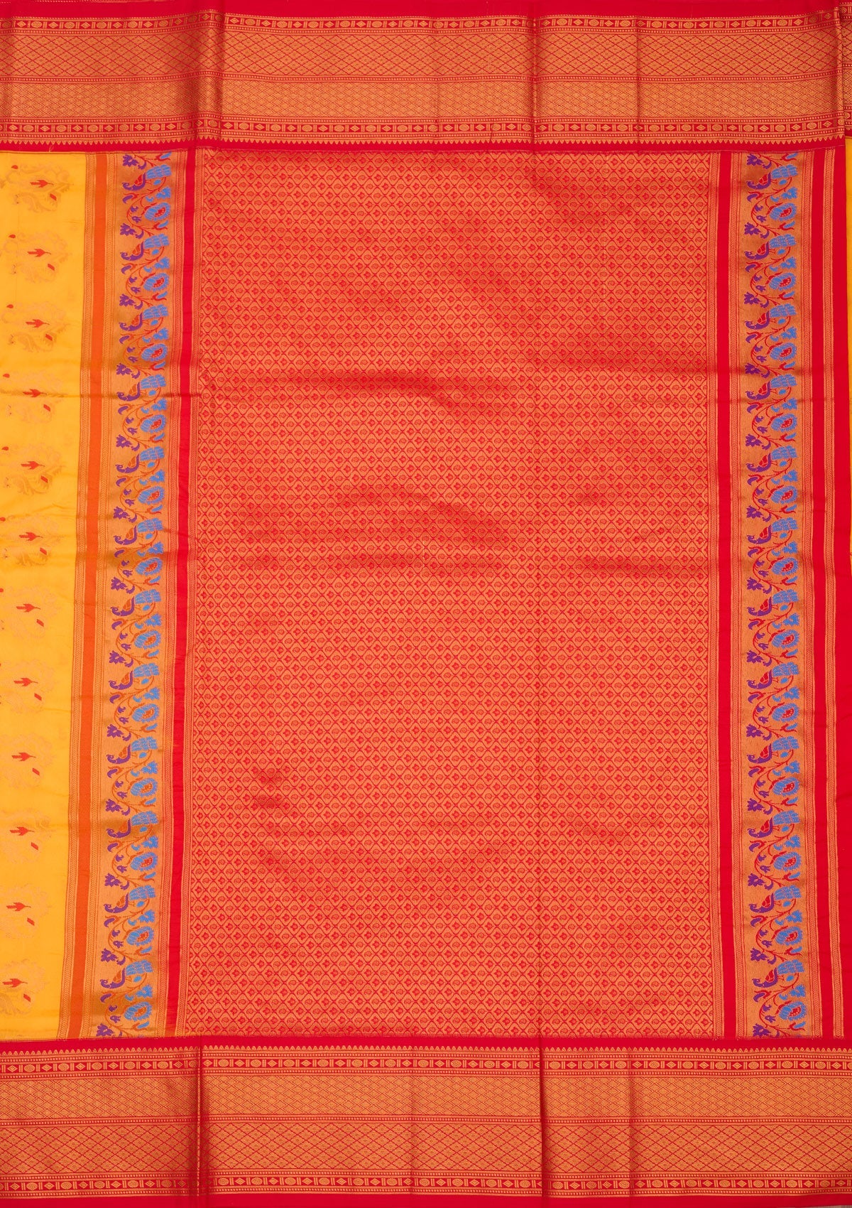 Yellow Zariwork Pure Silk Saree-Koskii