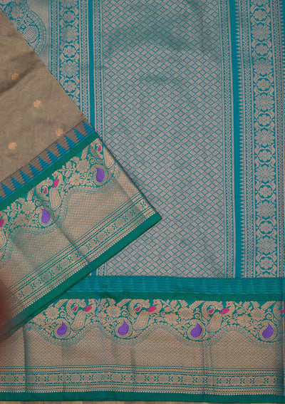 Grey Zariwork Pure Silk Saree-Koskii
