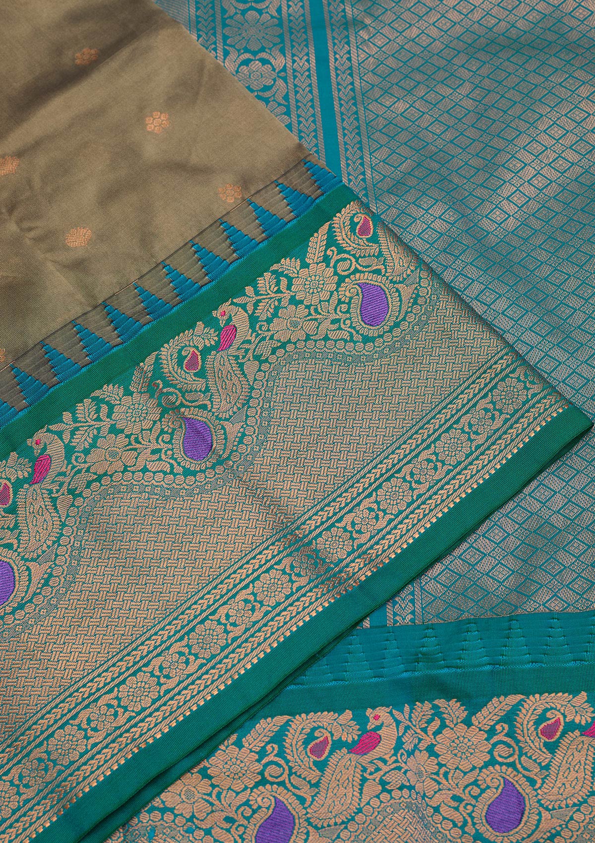 Grey Zariwork Pure Silk Saree-Koskii