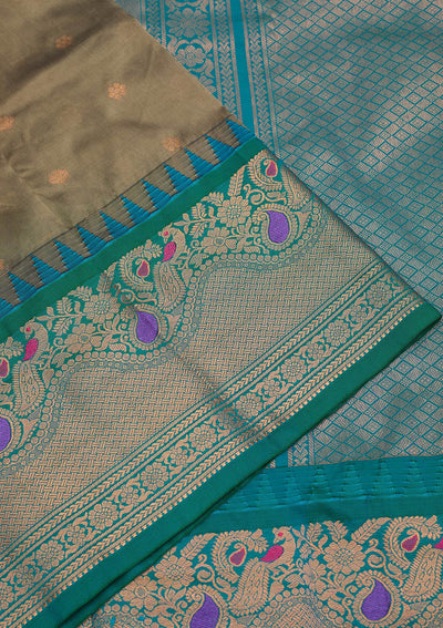 Grey Zariwork Pure Silk Saree-Koskii