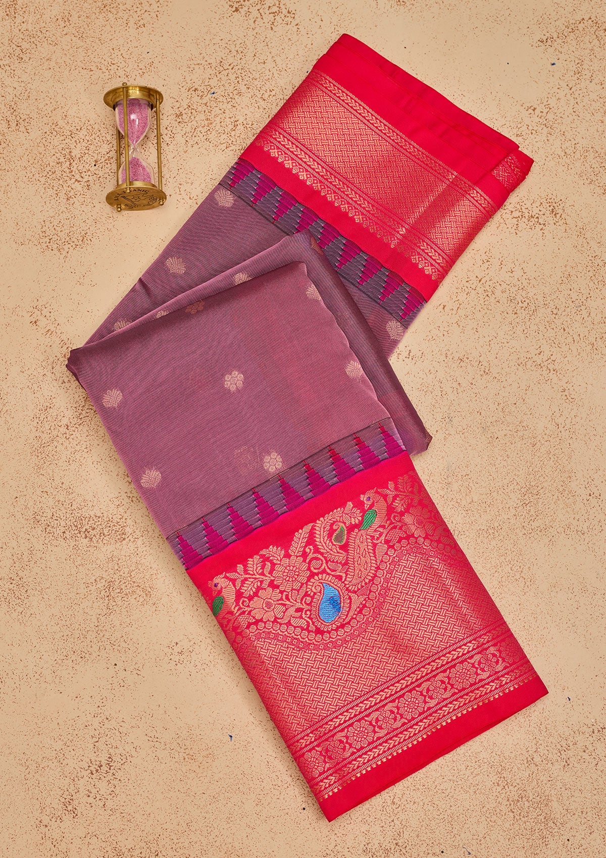 Lavender Zariwork Pure Silk Saree-Koskii