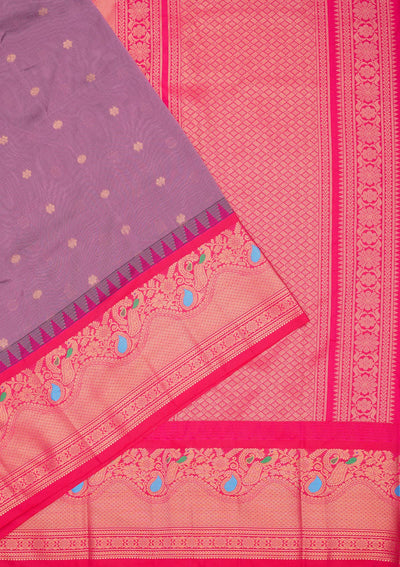 Lavender Zariwork Pure Silk Saree-Koskii