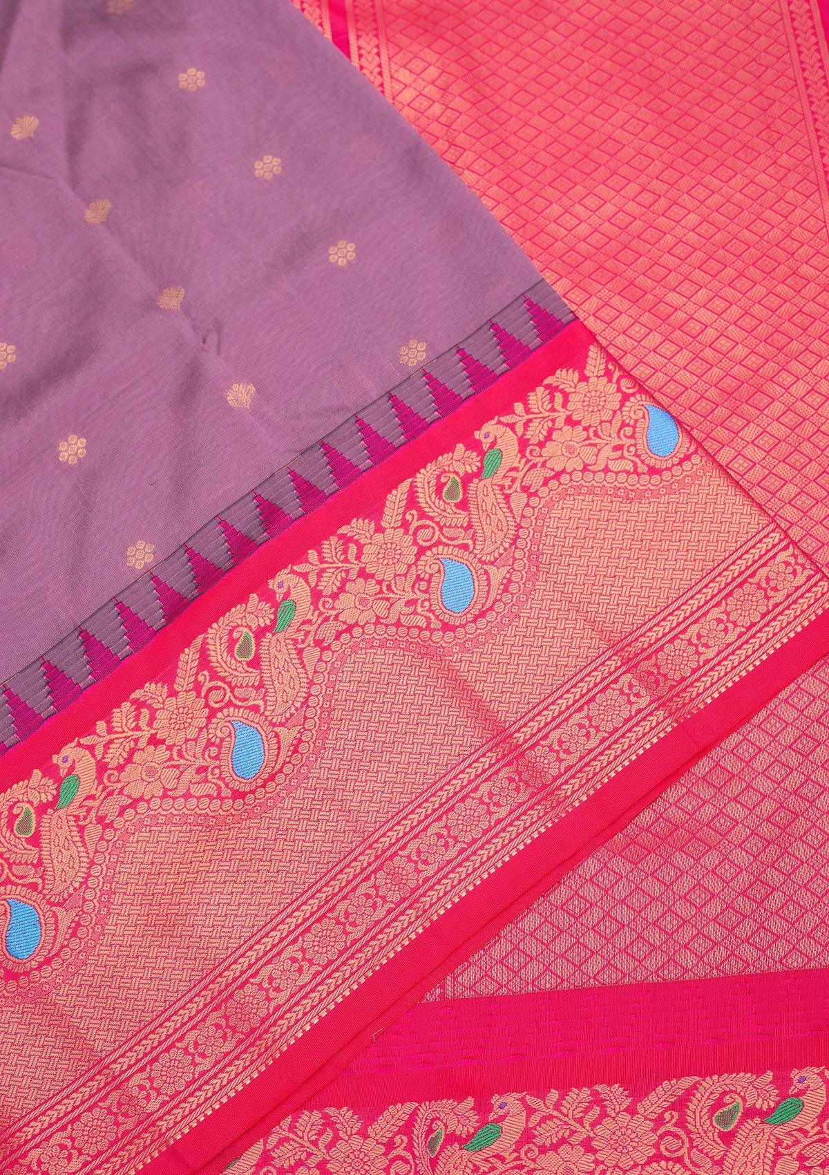 Lavender Zariwork Pure Silk Saree-Koskii