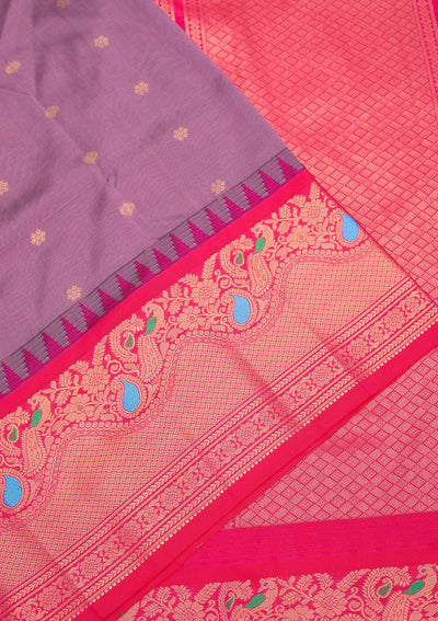 Lavender Zariwork Pure Silk Saree-Koskii