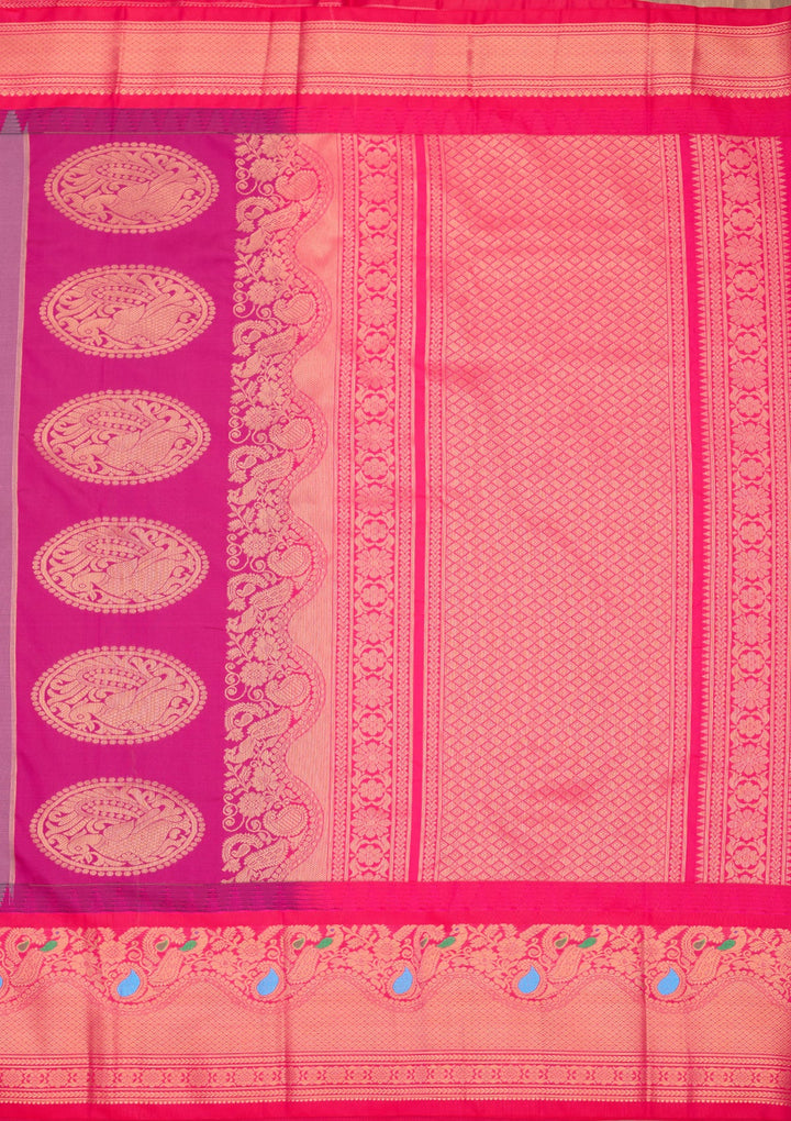 Lavender Zariwork Pure Silk Saree-Koskii