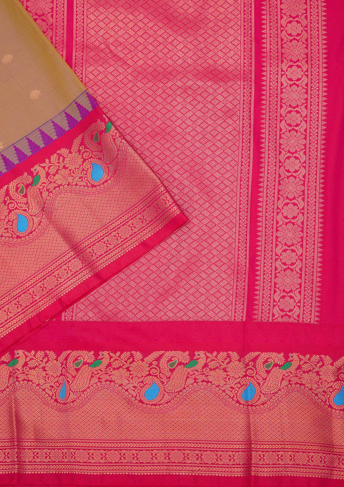Light Brown Zariwork Pure Silk Saree-Koskii
