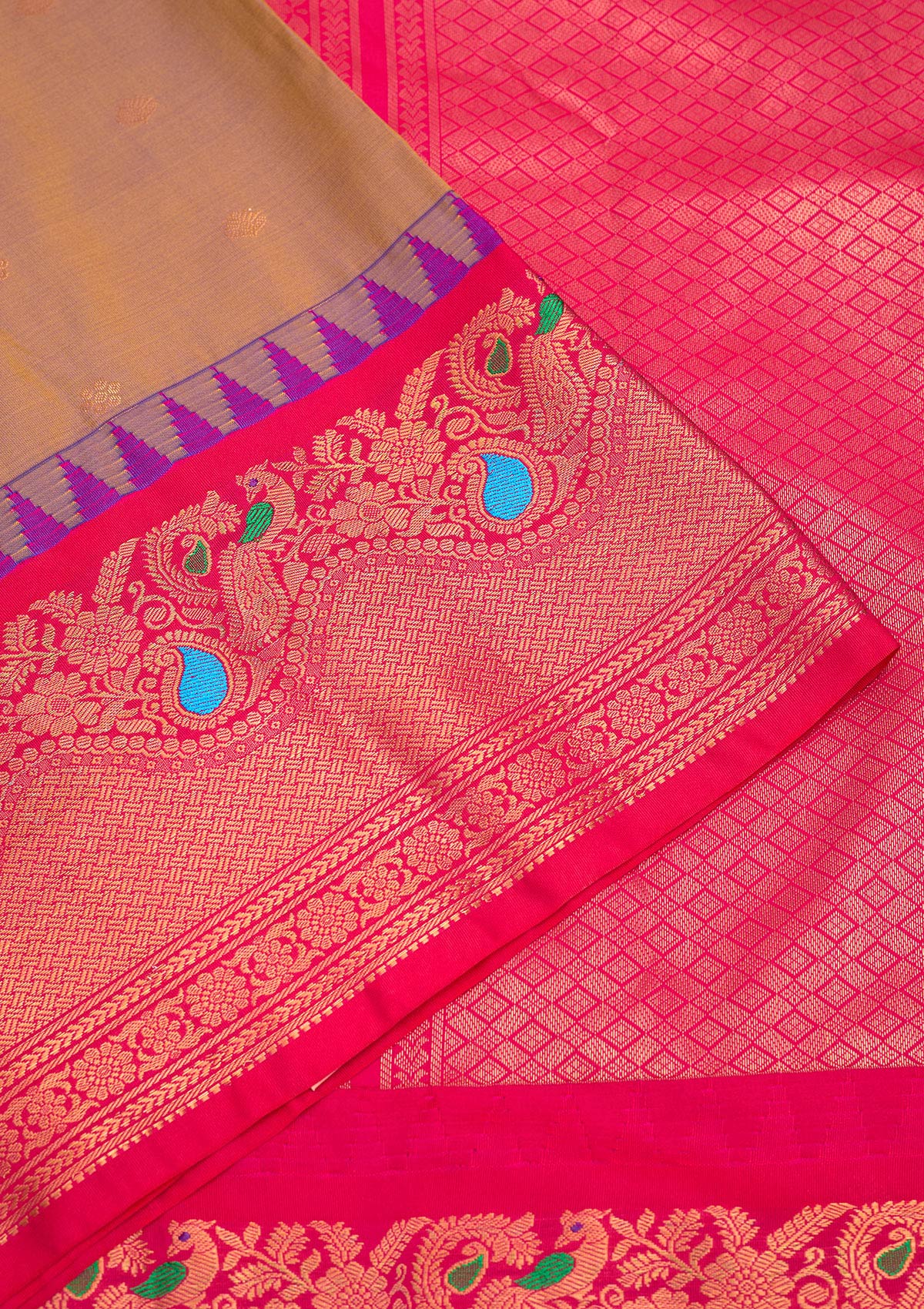 Light Brown Zariwork Pure Silk Saree-Koskii