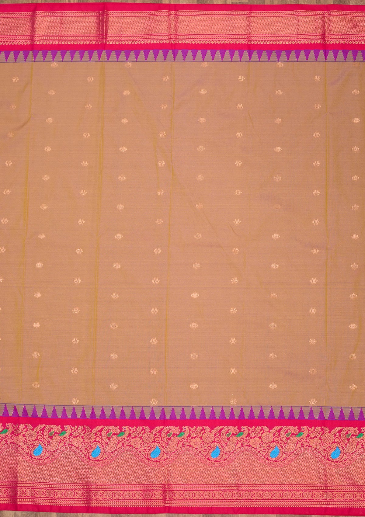 Light Brown Zariwork Pure Silk Saree-Koskii