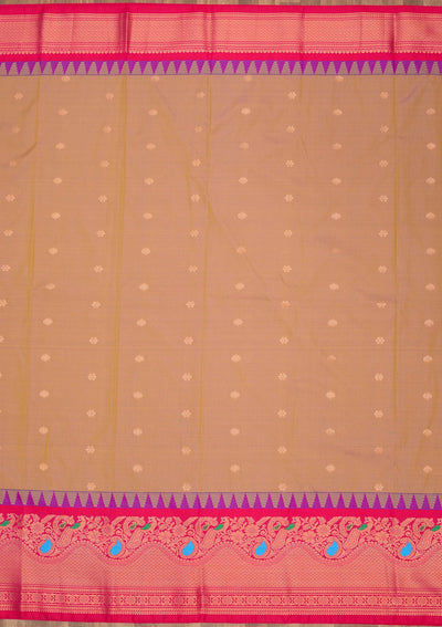 Light Brown Zariwork Pure Silk Saree-Koskii