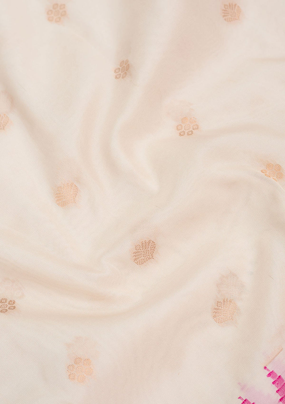 Off White Zariwork Pure Silk Saree-Koskii