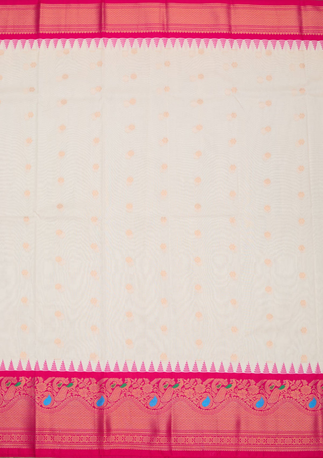 Off White Zariwork Pure Silk Saree-Koskii