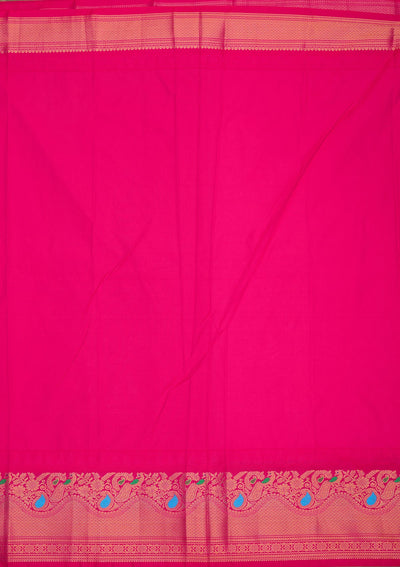 Off White Zariwork Pure Silk Saree-Koskii