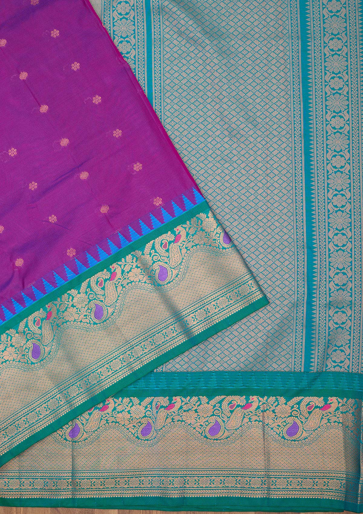 Purple Zariwork Pure Silk Saree-Koskii
