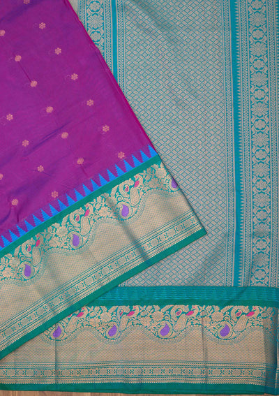 Purple Zariwork Pure Silk Saree-Koskii