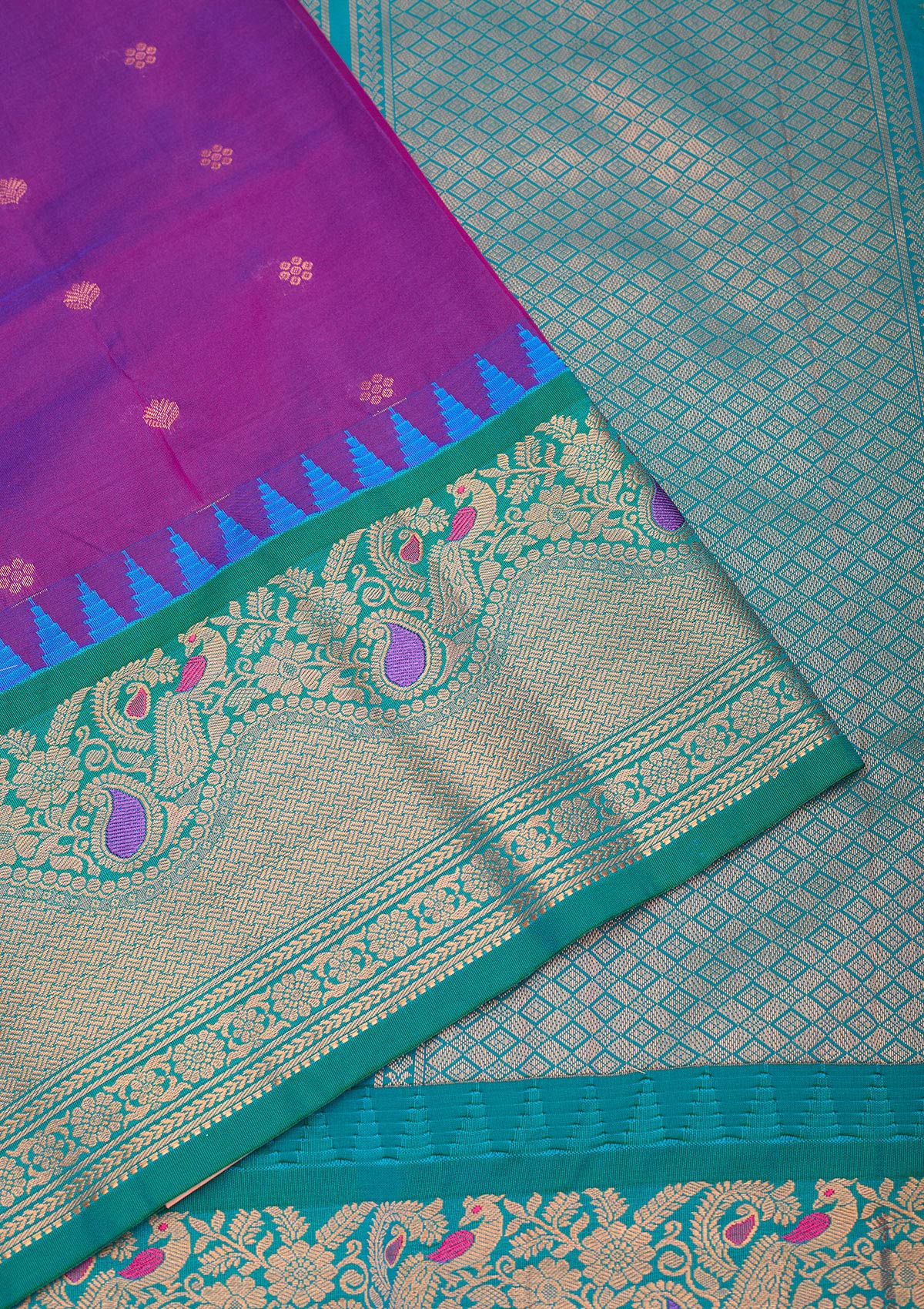 Purple Zariwork Pure Silk Saree-Koskii